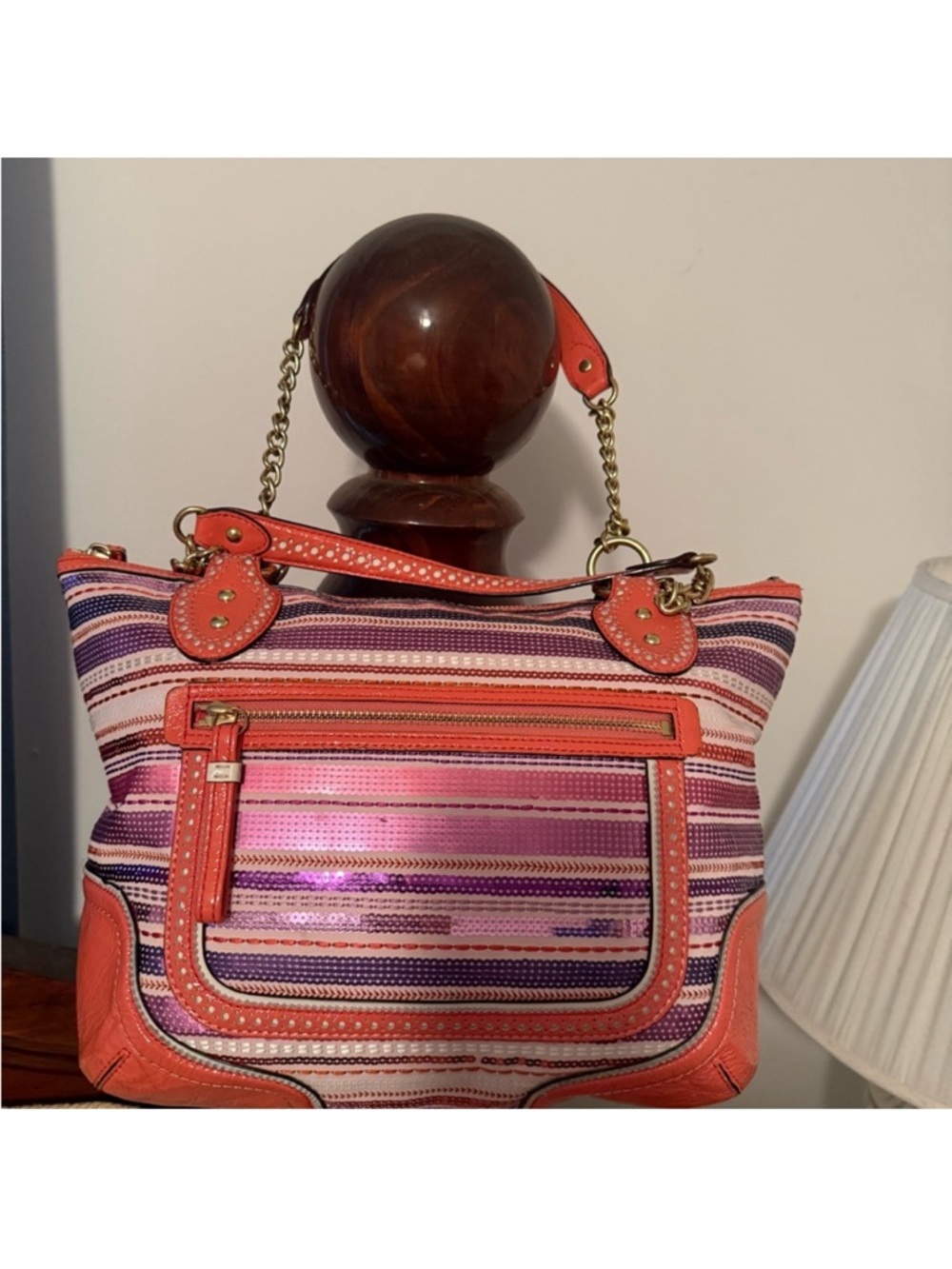 Coach Poppy sequin striped bag